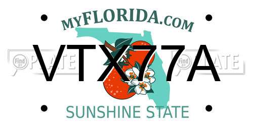 VTX77A Florida License Plate
