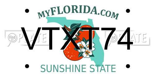 VTXT74 Florida License Plate