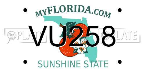 VU258 Florida License Plate