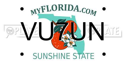 VU7UN Florida License Plate