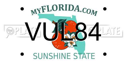 VUL84 Florida License Plate