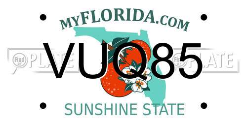 VUQ85 Florida License Plate
