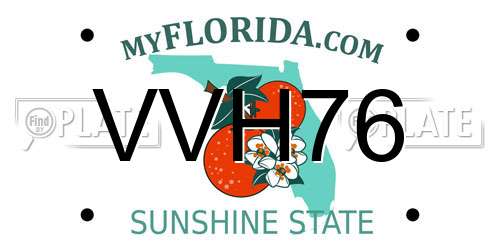 VVH76 Florida License Plate