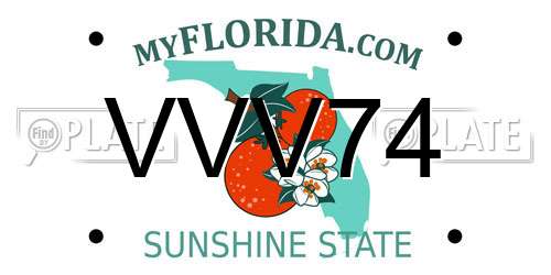 VVV74 Florida License Plate
