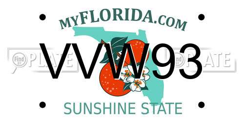 VVW93 Florida License Plate