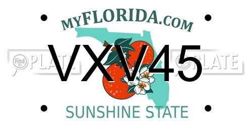 VXV45 Florida License Plate