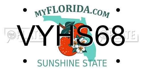VYHS68 Florida License Plate