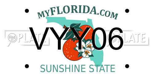 VYY06 Florida License Plate