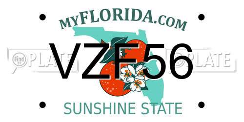 VZF56 Florida License Plate