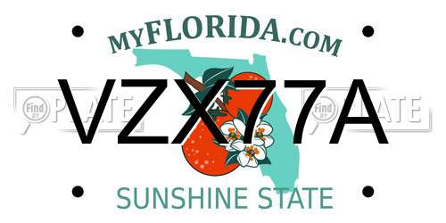 VZX77A Florida License Plate