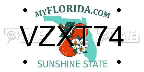 VZXT74 Florida License Plate