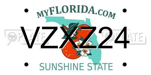VZXZ24 Florida License Plate
