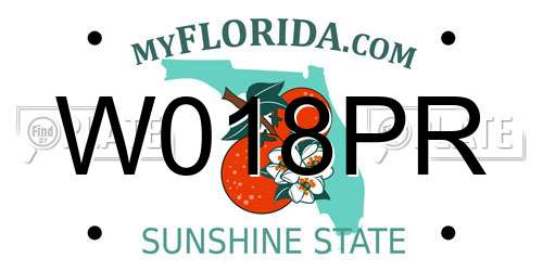 W018PR Florida License Plate