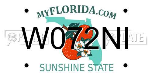 W072NI Florida License Plate