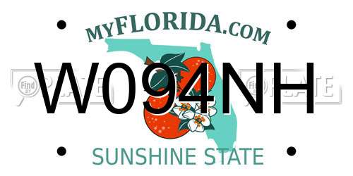 W094NH Florida License Plate