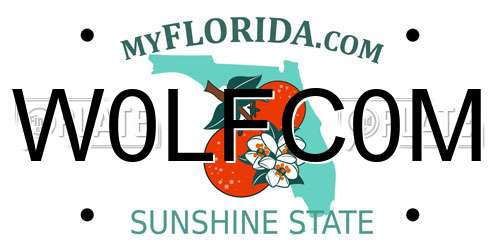 W0LFC0M Florida License Plate