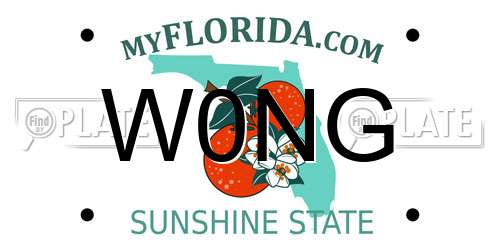 W0NG Florida License Plate