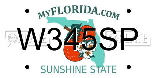 W345SP Florida License Plate