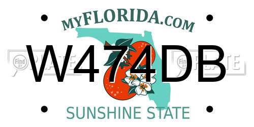 W474DB Florida License Plate