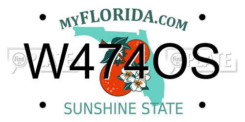 W474OS Florida License Plate