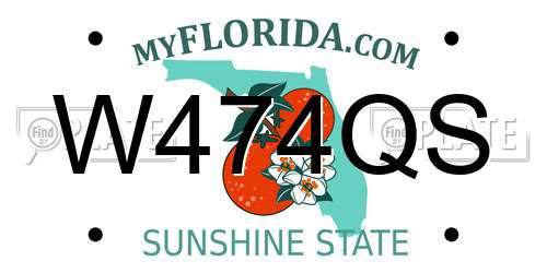 W474QS Florida License Plate