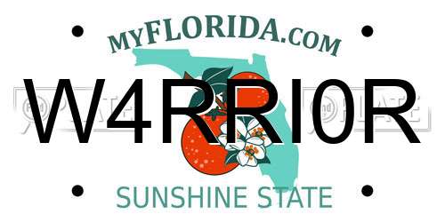 W4RRI0R Florida License Plate