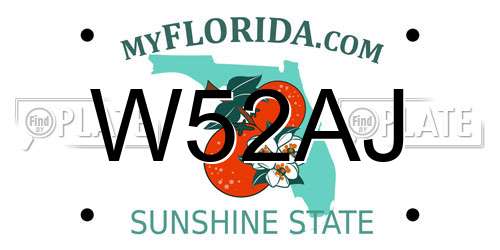 W52AJ Florida License Plate