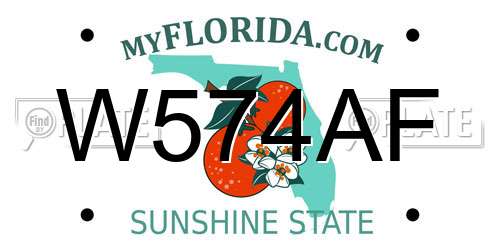 W574AF Florida License Plate