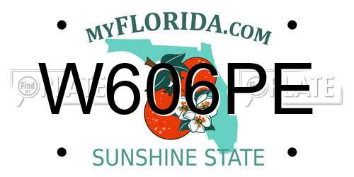 W606PE Florida License Plate