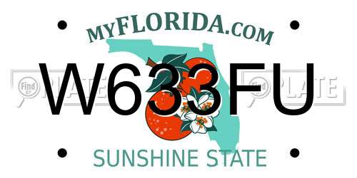 W633FU Florida License Plate