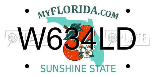 W634LD Florida License Plate
