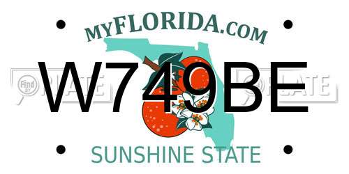 W749BE Florida License Plate