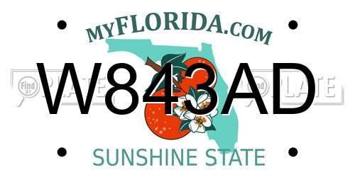 W843AD Florida License Plate