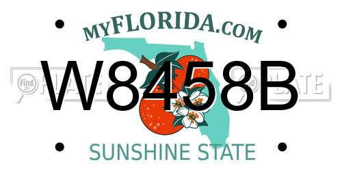 W8458B Florida License Plate