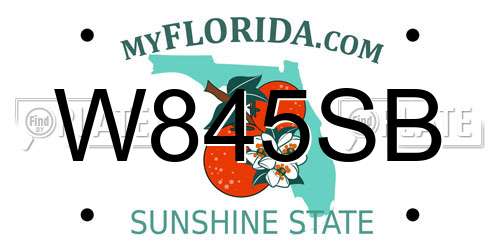 W845SB Florida License Plate
