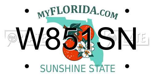W851SN Florida License Plate