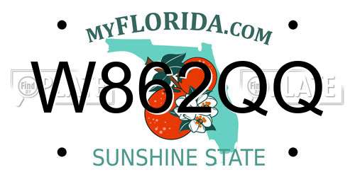 W862QQ Florida License Plate