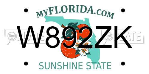 W892ZK Florida License Plate