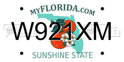 W921XM Florida License Plate