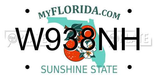 W938NH Florida License Plate