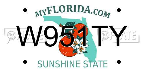 W951TY Florida License Plate