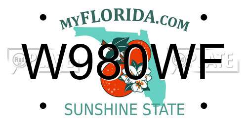 W980WF Florida License Plate
