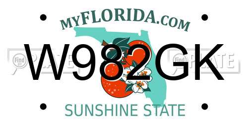 W982GK Florida License Plate