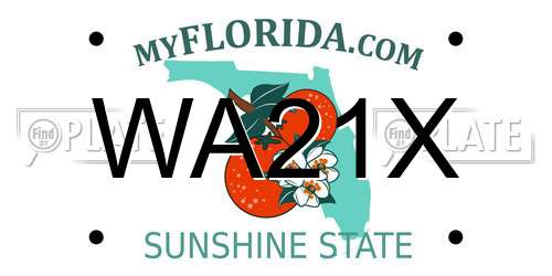 WA21X Florida License Plate
