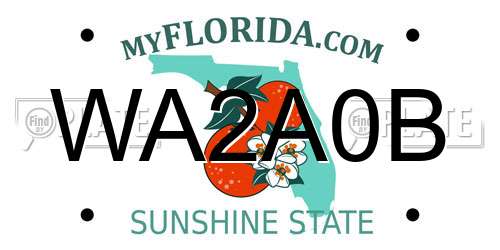 WA2A0B Florida License Plate