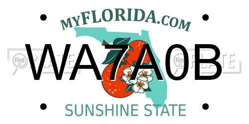 WA7A0B Florida License Plate