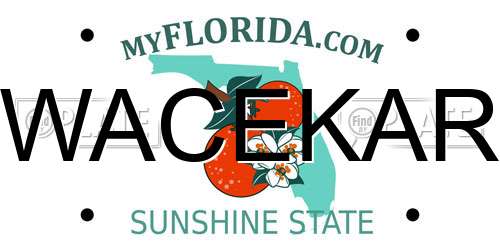 WACEKAR Florida License Plate