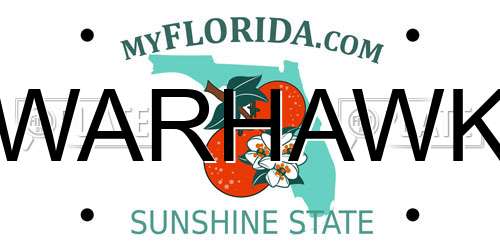 WARHAWK Florida License Plate