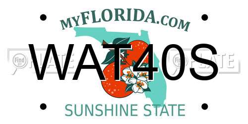 WAT40S Florida License Plate