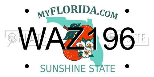 WAZ196 Florida License Plate